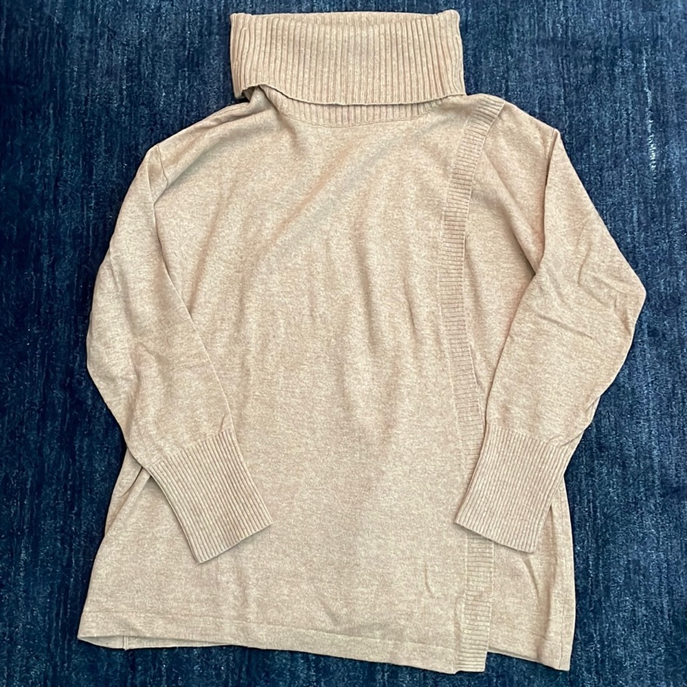 Seraphine Beige Roll Neck Maternity & Nursing Sweater